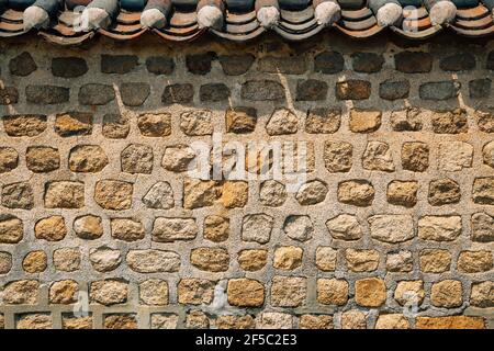 Tradizionale muro di pietra coreano al Santuario di Jongmyo a Seoul, Corea Foto Stock