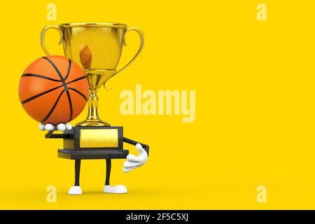 palla da basket dorata su sfondo giallo con spazio copia. rendering 3d Foto  stock - Alamy