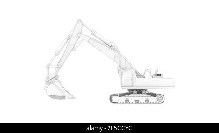 Rendering 3D di un modello di escavatore isolato su un bianco sfondo Foto Stock