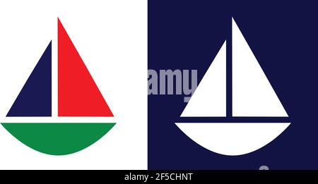 Logo Geometric Sail Boat icona Design semplice Illustrazione Vettoriale