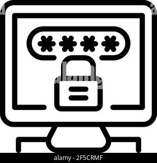 Icona della password attiva. Delineare l'icona del vettore password attivo per il web design isolato su sfondo bianco Illustrazione Vettoriale
