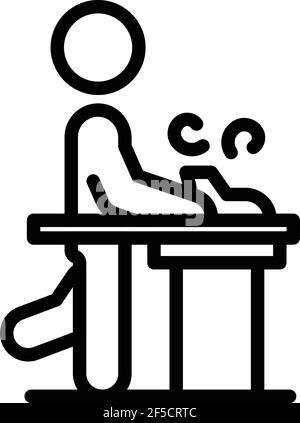 Icona della workstation ergonomica. Contorno icona vettoriale workstation ergonomica per il web design isolato su sfondo bianco Illustrazione Vettoriale