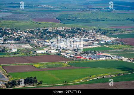 Vista della valle Jezreel dal punto di osservazione del Monte Gilboa, Israele Foto Stock