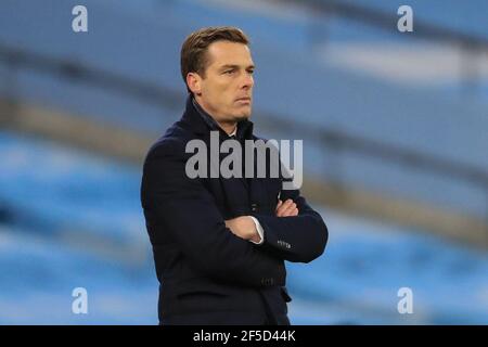 Scott Parker manager di Fulham durante il gioco Foto Stock