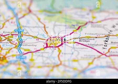 York e le aree circostanti mostrate su una mappa geografica o. mappa stradale Foto Stock