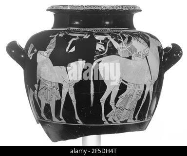 Attico Stamnos a figura rossa. Pittore Eucharide (greco (Attico), attivo circa 500 - 470 a.C.) Foto Stock