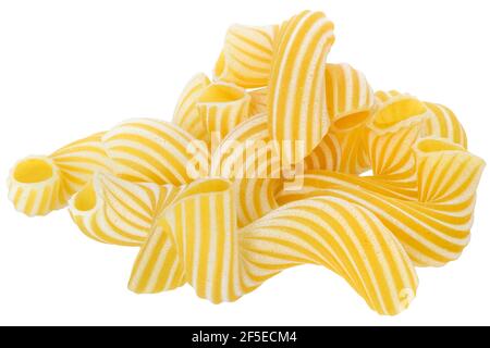 Fusilli tricolore pasta isolata su fondo bianco. Foto Stock