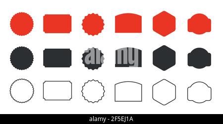 Stemma vuoto Starburst di colore rosso e nero. Set Starburst vuoto. Vettore Illustrazione Vettoriale