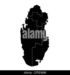 Vettore della mappa del paese del Qatar con aree regionali Illustrazione Vettoriale