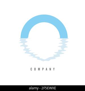 O logo su sfondo bianco. Logo aziendale Letter O. Riflessione creativa astratta simbolo sull'acqua. Disegno di illustrazione vettoriale. Illustrazione Vettoriale