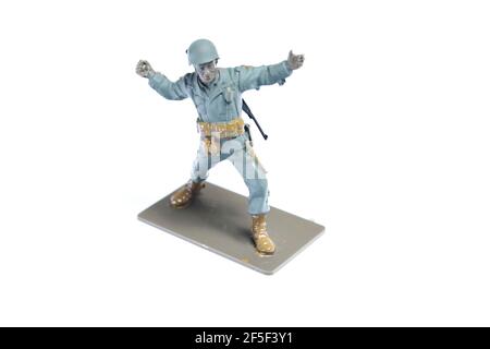 Soldati americani, figurine incollate in plastica. Toy.Uniformes dipinto a mano dalla seconda guerra mondiale. Foto Stock