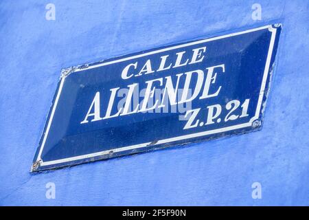 Messico Città del Messico Ciudad de Distretto Federale Distretto D.F. CDMX Coyoacan del Carmen Frida Kahlo Museo Frida Kahlo Casa Azul Blue House exte Foto Stock