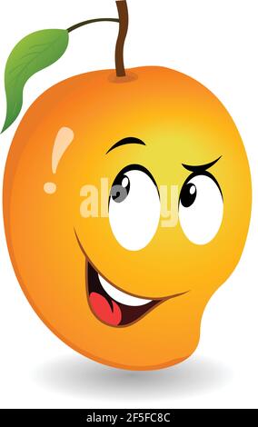 illustrazione vettoriale cartoon mango isolato su sfondo bianco Illustrazione Vettoriale