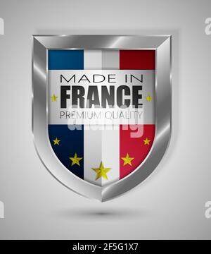 Illustrazione del vettore EPS10. Scudo realistico. Prodotto in Francia, qualità Premium. Perfetto per qualsiasi utilizzo. Illustrazione Vettoriale