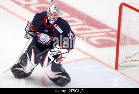 Fredrik Norrena, portiere della squadra di hockey di Linköping, Linköping HC, LHC, Linköping. Foto Stock