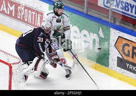 Fredrik Norrena, portiere della squadra di hockey di Linköping, Linköping HC, LHC, Linköping. Foto Stock