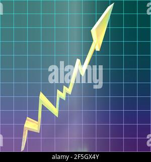 Immagine di sfondo astratta del grafico a linee con frecce 3d. Foto Stock