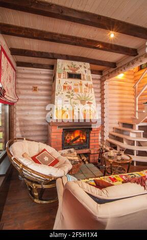 Casa di legno 1 nel villaggio di Buzuny. Bielorussia Foto Stock