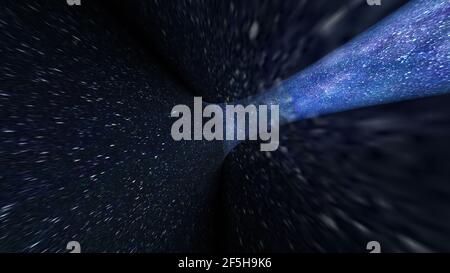Tuffati attraverso il veloce tunnel delle stelle di ordito Foto Stock