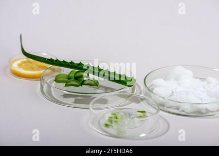 Aloe vera skin maschera viso ingredienti. Fai da te prodotti naturali per la cura della pelle. Cosmetici eco-compatibili. Foto Stock