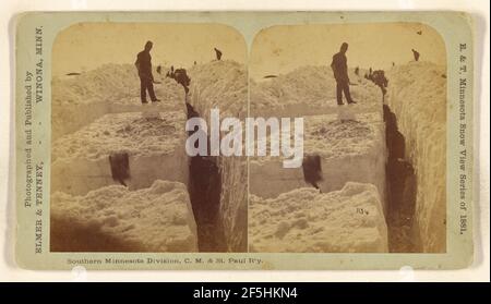 Taglio di blocchi da neve. Southern Minnesota Div., C.M. E St. Paul R'y. (29 marzo 1881.). Foto Stock