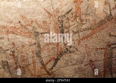 Dipinti in grotta di San Borjita risalenti a 7,500 anni fa Dal popolo Cochimí dello stato messicano di Baja California sur Foto Stock