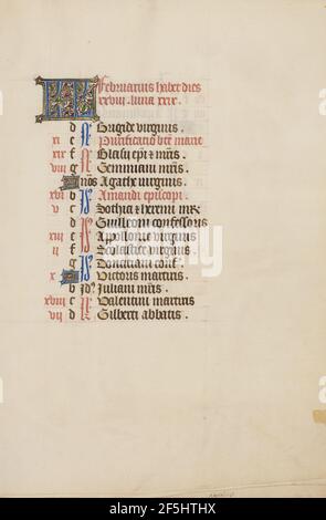 Pagina Calendario di febbraio. Sconosciuto Foto Stock