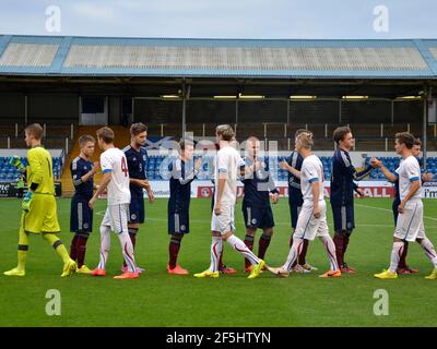 Renfrewshire, Scozia - 2 settembre 2014: Una partita internazionale degli U19 contro la Scozia e la Repubblica Ceca. Foto Stock