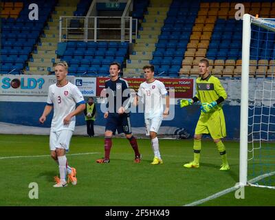 Renfrewshire, Scozia - 2 settembre 2014: Una partita internazionale degli U19 contro la Scozia e la Repubblica Ceca. Foto Stock