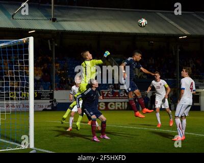 Renfrewshire, Scozia - 2 settembre 2014: Una partita internazionale degli U19 contro la Scozia e la Repubblica Ceca. Foto Stock