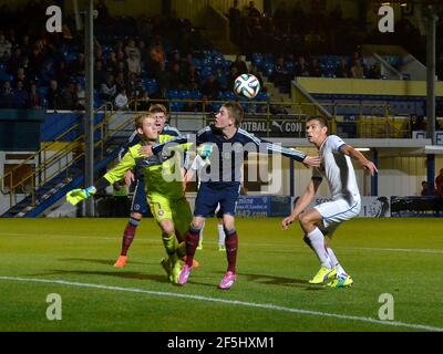 Renfrewshire, Scozia - 2 settembre 2014: Una partita internazionale degli U19 contro la Scozia e la Repubblica Ceca. Foto Stock