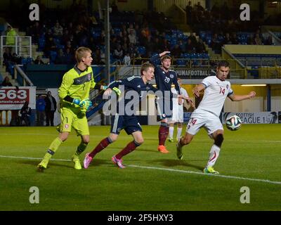 Renfrewshire, Scozia - 2 settembre 2014: Una partita internazionale degli U19 contro la Scozia e la Repubblica Ceca. Foto Stock