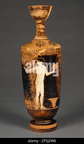 Attico Lekythos a figura rossa. Cerchio di Pittura di Phiale (Greco (Attico), attivo circa 450 - 425 a.C.) Foto Stock