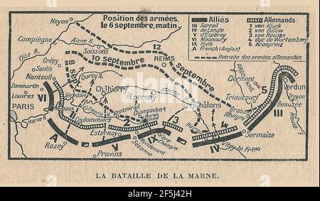 Recouly-1919-Foch le vainqueur-2-bataille de la Marne 1914. Foto Stock