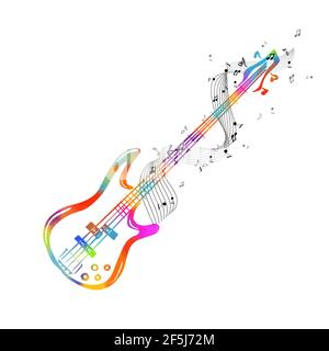 Chitarra astratta con note. Illustrazione vettoriale Illustrazione Vettoriale