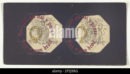 Illusione ottica con la frase: 'Honi soit qui mal y pense. Dieu et mon droit.'. Sconosciuto Foto Stock