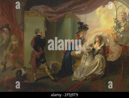 Johann Heinrich Ramberg - Olivia, Maria e Malvolio da ''dodicesima notte'' atto III, scena iv Foto Stock