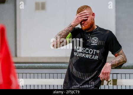 MAASTRICHT, PAESI BASSI - MARZO 26: Thomas Verheydt di Almere City FC durante la partita olandese di Keukenkampioendivisie tra MVV Maastricht e Almere C. Foto Stock