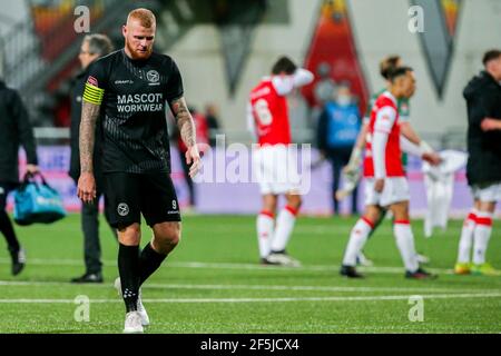 MAASTRICHT, PAESI BASSI - MARZO 26: Thomas Verheydt di Almere City FC durante la partita olandese di Keukenkampioendivisie tra MVV Maastricht e Almere C. Foto Stock