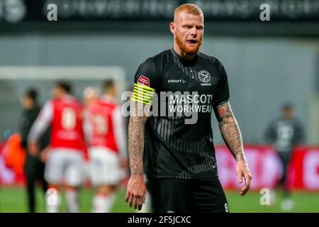 MAASTRICHT, PAESI BASSI - MARZO 26: Thomas Verheydt di Almere City FC durante la partita olandese di Keukenkampioendivisie tra MVV Maastricht e Almere C. Foto Stock