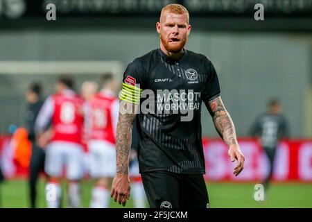 MAASTRICHT, PAESI BASSI - MARZO 26: Thomas Verheydt di Almere City FC durante la partita olandese di Keukenkampioendivisie tra MVV Maastricht e Almere C. Foto Stock