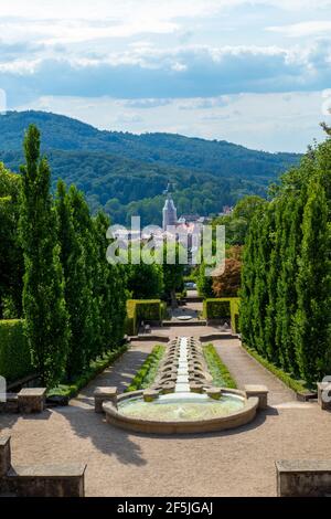 Brunnen Arcade im öffentlichen Wasserparadies nel Baden-Baden Foto Stock