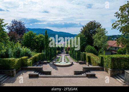 Brunnen Arcade im öffentlichen Wasserparadies nel Baden-Baden Foto Stock