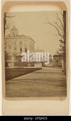 Bruxelles. Vue dans le Parc la calandra l'entre et Godefroid de Bouillon.. Produttore sconosciuto, belga Foto Stock