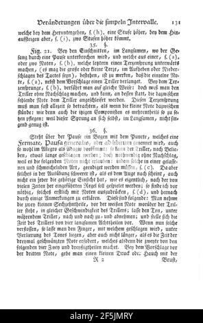 Quantz Versuch Flöte 1752 pagina 131. Foto Stock