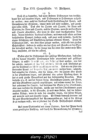 Quantz Versuch Flöte 1752 pagina 230. Foto Stock