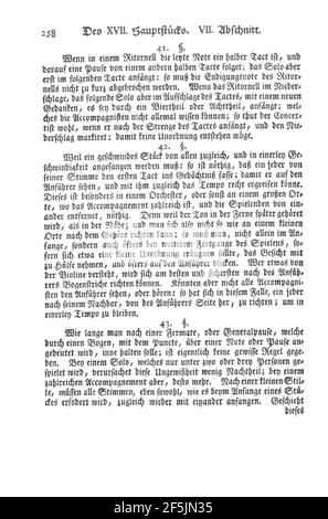 Quantz Versuch Flöte 1752 pagina 258. Foto Stock