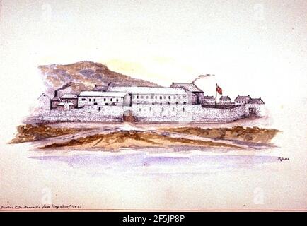 Quebec Gate Barracks da lungo molo. Foto Stock