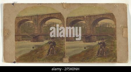 Vista sul fiume Patapsco. N. 7. Great Stone Viaduct at 'Washington Junction', da cui il 'Washington Branch'...attraversa.... Compagnia stereoscopica di New York Foto Stock