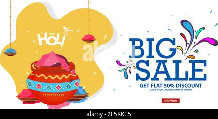 OFF Holi background Festival Vendita con Creative Colorful Text Big Sconto del 50% sugli sconti Illustrazione Vettoriale
